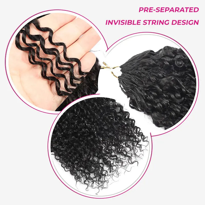 ISEE HAIR Human Hair Crochet Extensions Miracle Knots Pre-Separated 50g/Pack – Knotless Boho Braids, 4-5 Packs for Full Head, Multiple Curly &amp; Wave Textures