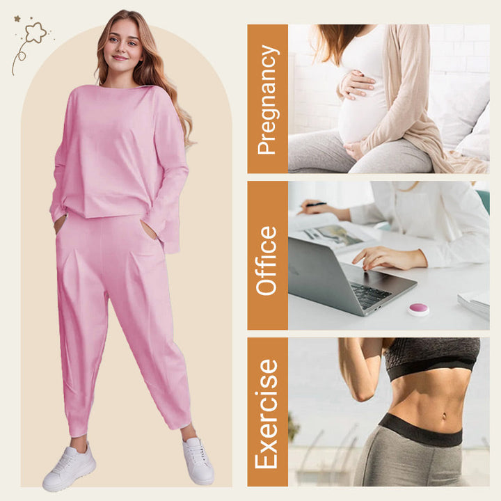 Round-Neck Long-Sleeved Top ＆ Pants 2-Piece Set | Wrinkle-Free &amp; Breathable |