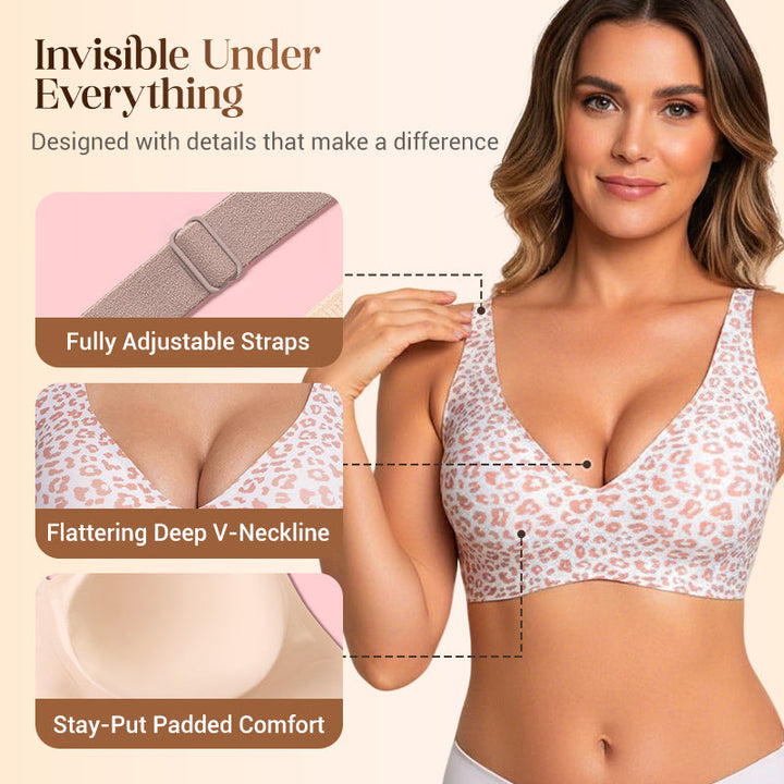 🏆 Last Day Special Price £19.99 ! 💐Jelly Wireless Womens Comfortable Wireless Bras Push Up Bralettes Seamless Tshirts Bras Deep V Everyday Bras