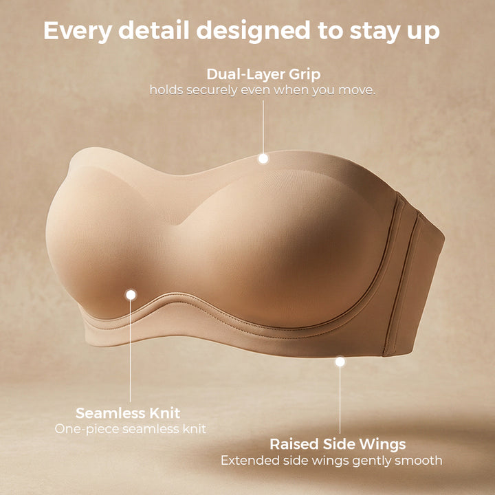 👙Naisten olkaimettomat rintaliivit Push Up Bandeau -rintaliivit Liukumattomat Langattomat Tukevat Pehmustetut Rintaliivit Saumattomat Mukavat Tuubihyytelöriivit