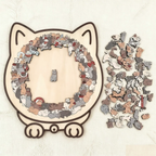 🎁135-Piece Morandi-Colored Cat Shaped Wooden Jigsaw Puzzle