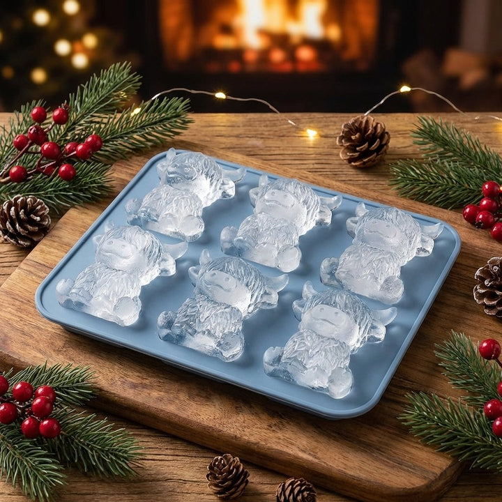 🐮 Mini Highland Cow isterningform – Sød 3D-is til drinks, fester &amp;  Gaver