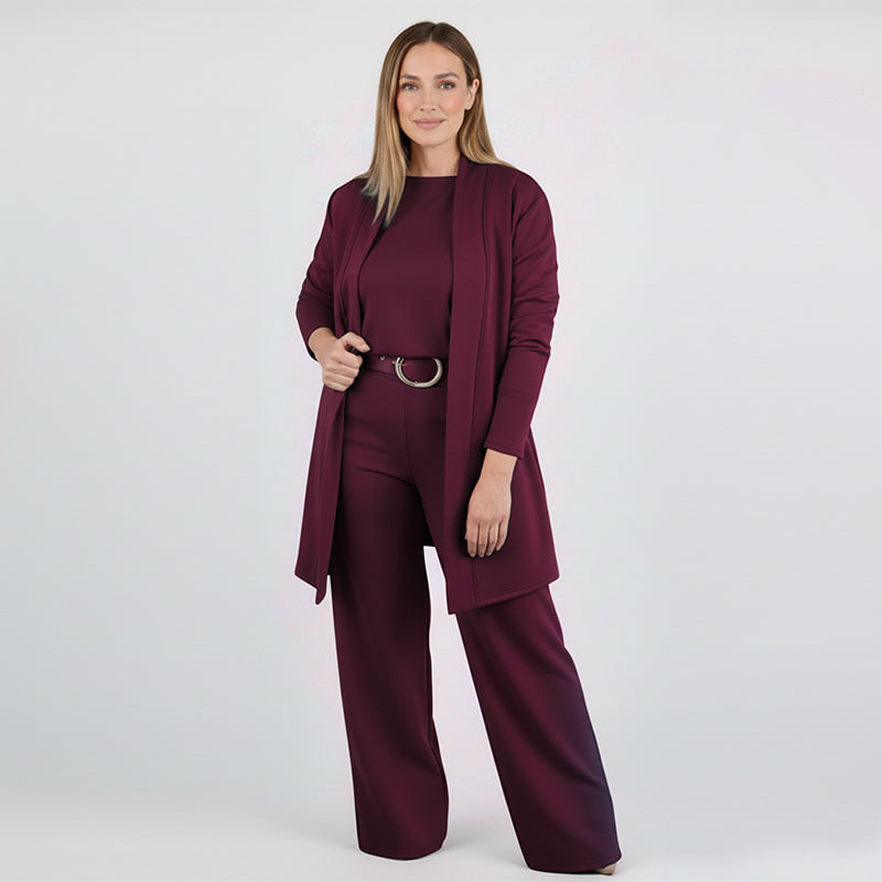 💜 LAST DAY PROMOTION 50%OFF 💜Elegant 3-piece set including long cardigan, top and pants💞