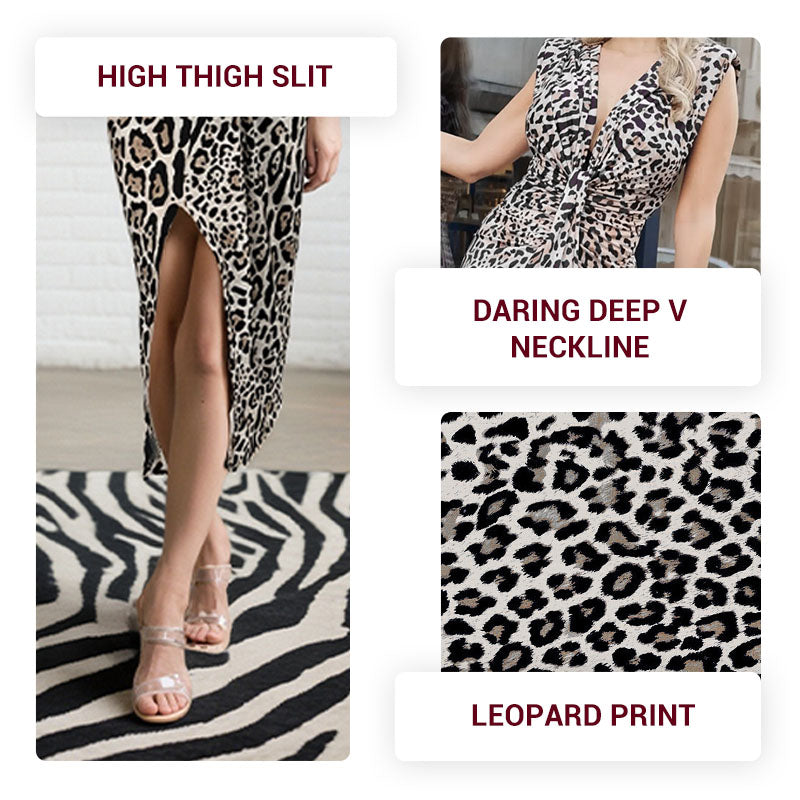 🌸Spring Specials🌸 Woman’s Deep V-Neck Leopard Print Slit Dress