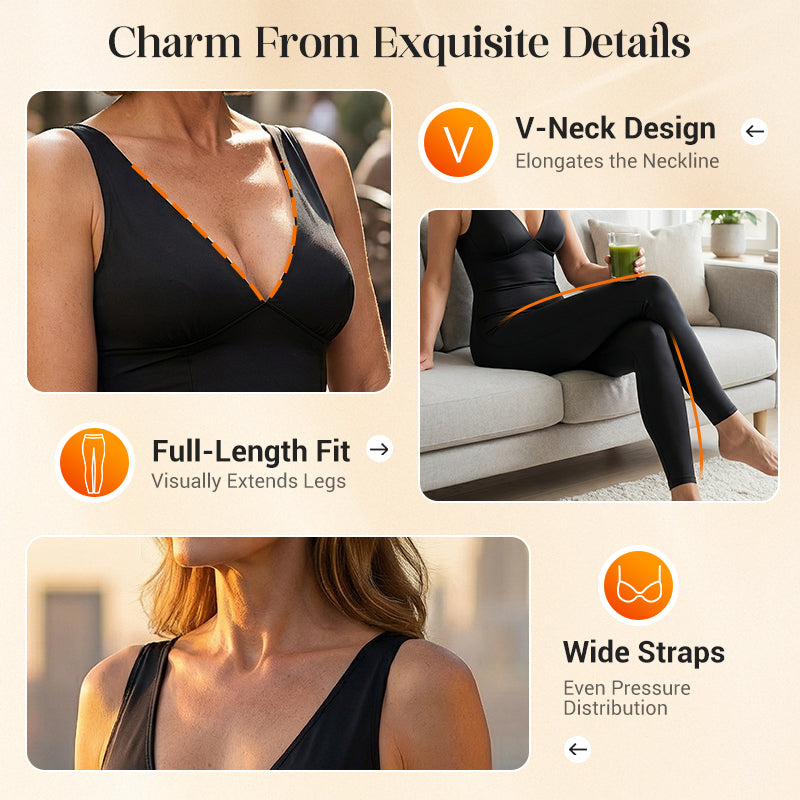Jumpsuit met hoge stretch en V-hals