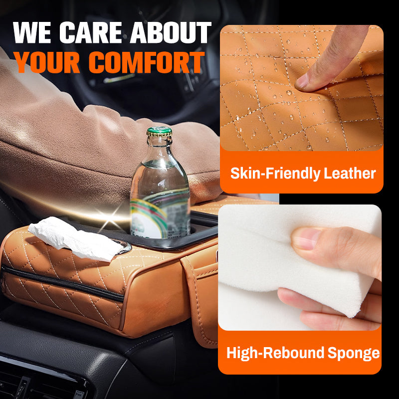 Coussin rehausseur d'accoudoir de voiture multifonctionnel pressurisé intégré 