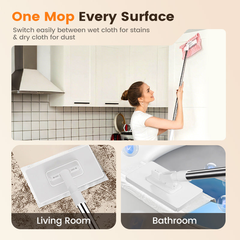 Disposable dust mop with 4 reusable covers 🧹✨