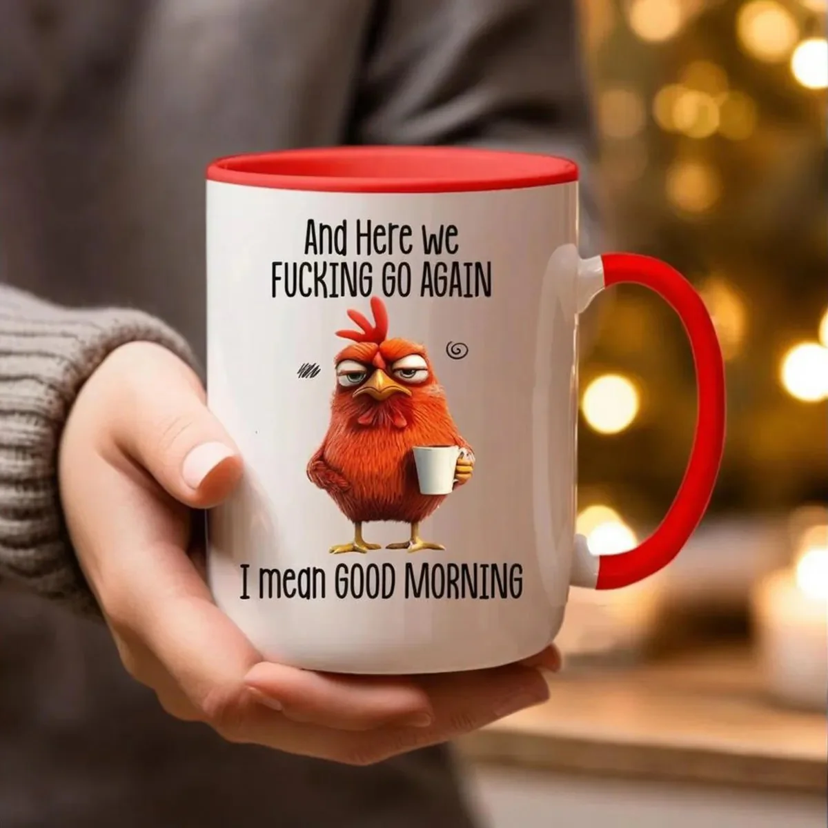 🔥Bestseller🔥 Funny Novelty Mug – Here We F*cking Go Again... I Mean Good Morning 😮‍💨 Coffee Cup