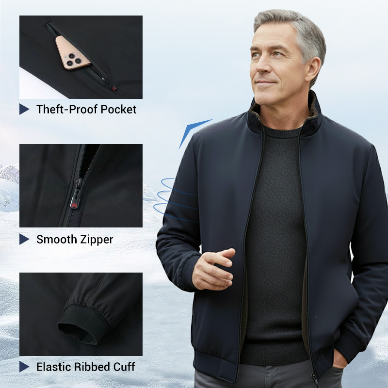 Men's Solid Color Zip Up Warm Jacket -💪Anti-wrinkle, windproof, rainproof and snowproof!