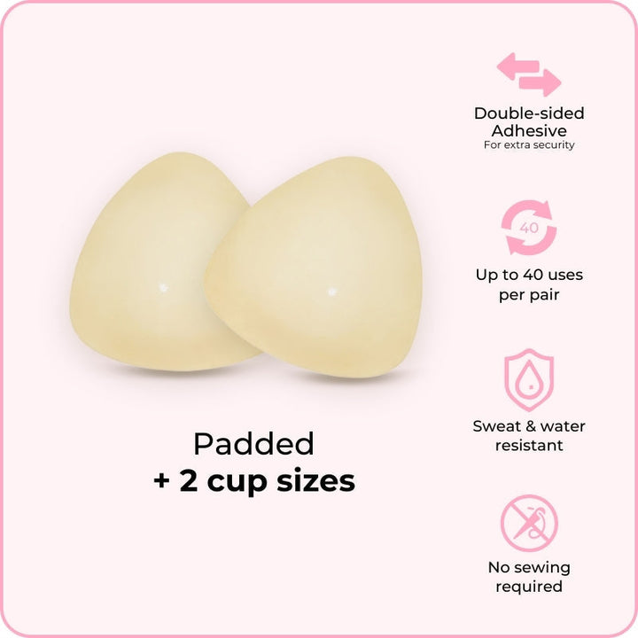 LAST DAY - BUY 1 GET 1 FREE💗 Double-Sided Invisible Push-Up Bra – No straps, no seams. Strong adhesive stays secure all day. Reusable &amp; washable. Perfect for backless &amp; strapless outfits. 👗🦋