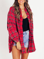 ⏰Early Autumn Sales 50% OFF🍂Women's Mineral Washed Button Down Plaid Shirt With Pockets