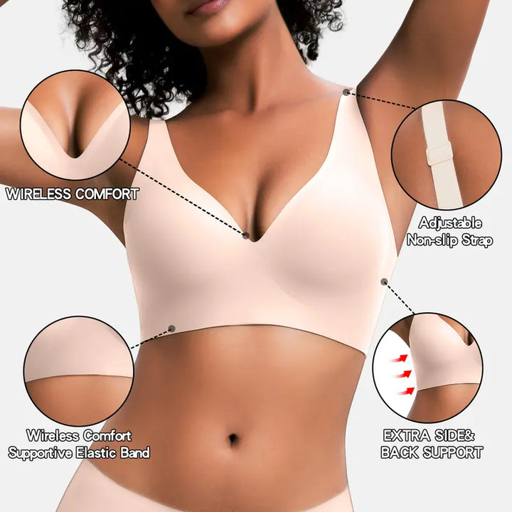 💞50K+ SOLD!💝 Jelly Wireless Womens Comfortable Wireless Bras Push Up Bralettes Seamless Tshirts Bras Deep V Everyday Bras