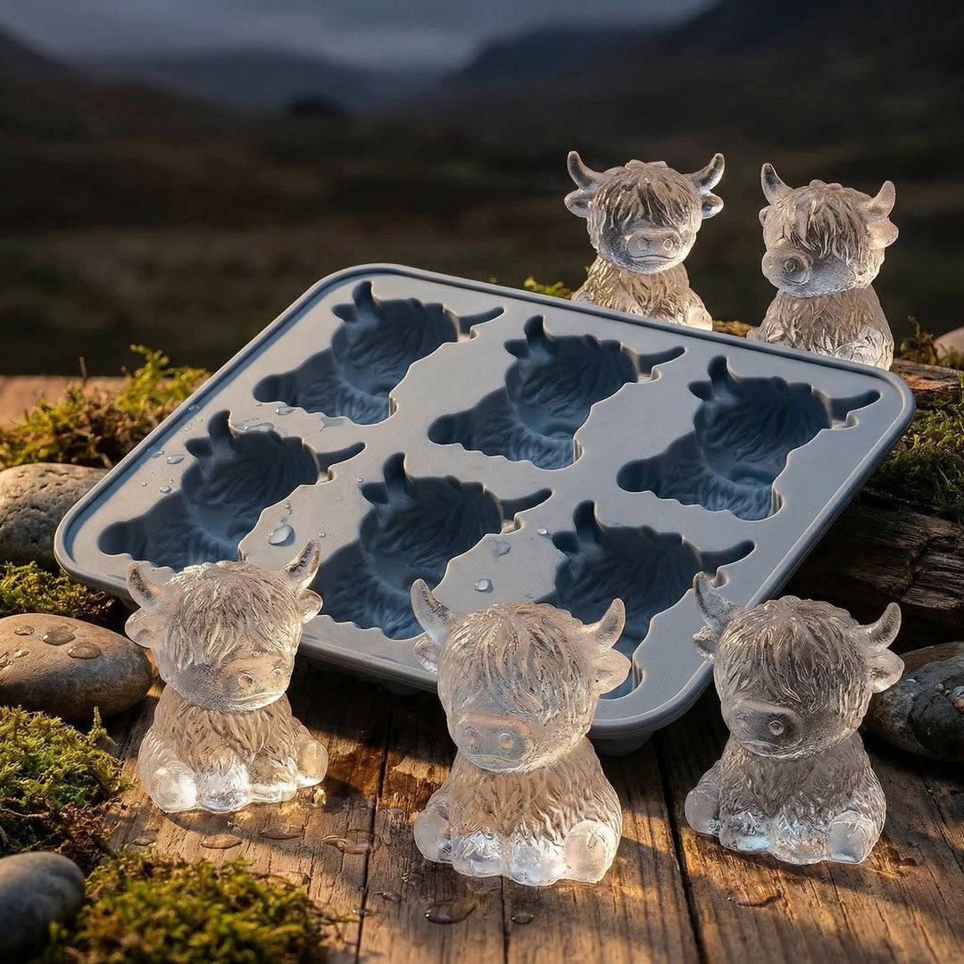 🐮 Mini Highland Cow isterningform – Sød 3D-is til drinks, fester &amp;  Gaver