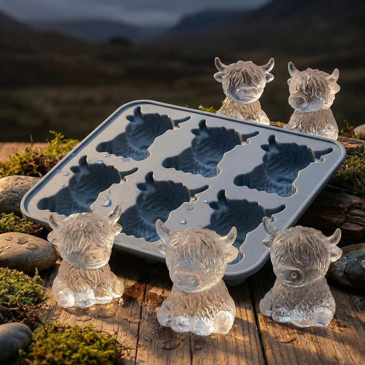 🐮 Mini Highland Cow isterningform – Sød 3D-is til drinks, fester &amp;  Gaver