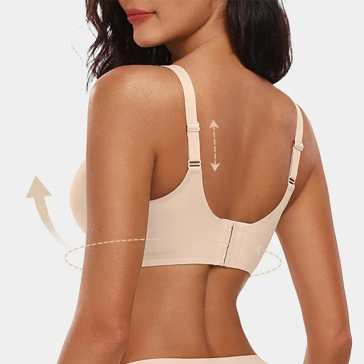 Sujetador push-up sin aros, escote en V profundo y sin costuras