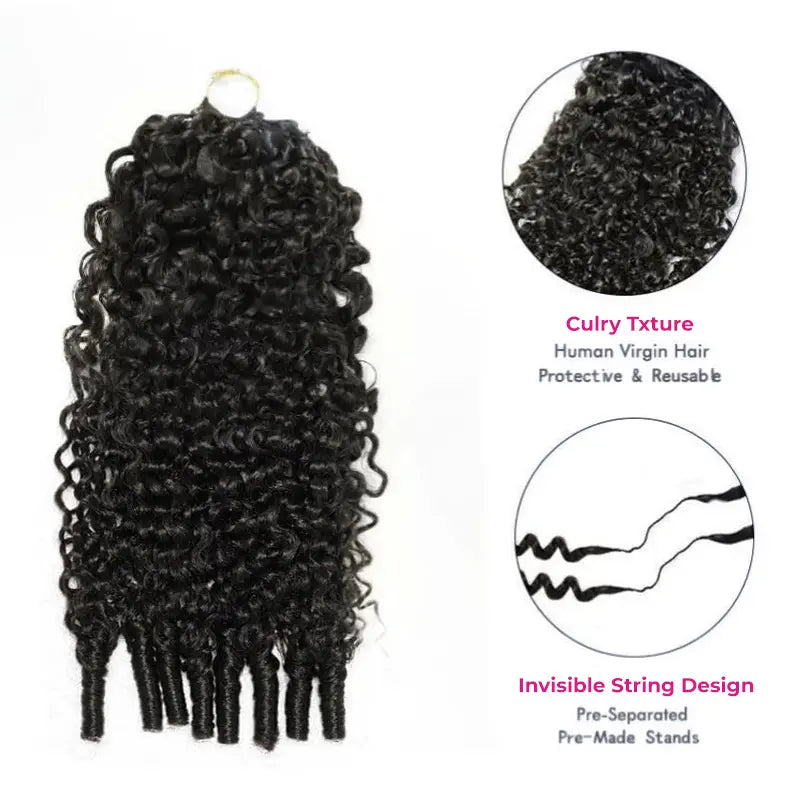 ISEE HAIR Human Hair Crochet Extensions Miracle Knots Pre-Separated 50g/Pack – Knotless Boho Braids, 4-5 Packs for Full Head, Multiple Curly &amp; Wave Textures