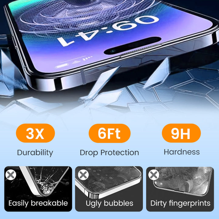 4K HD/Anti-Peeping Tempered Glass Screen Protector with Auto Dust-elimination Installation for iPhone