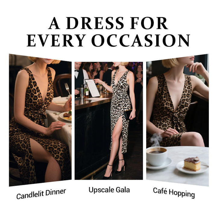🌸Spring Specials🌸 Woman’s Deep V-Neck Leopard Print Slit Dress