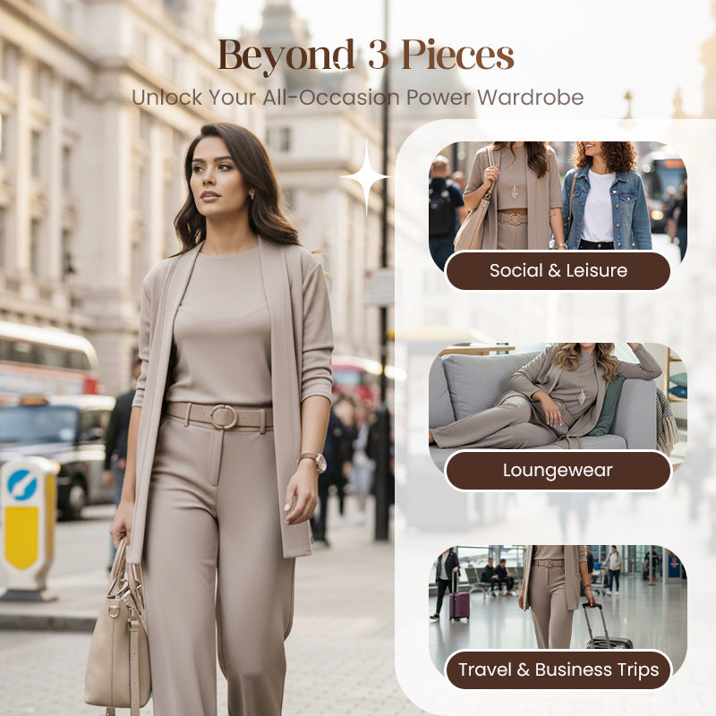 💜 LAST DAY PROMOTION 50%OFF 💜Elegant 3-piece set including long cardigan, top and pants💞