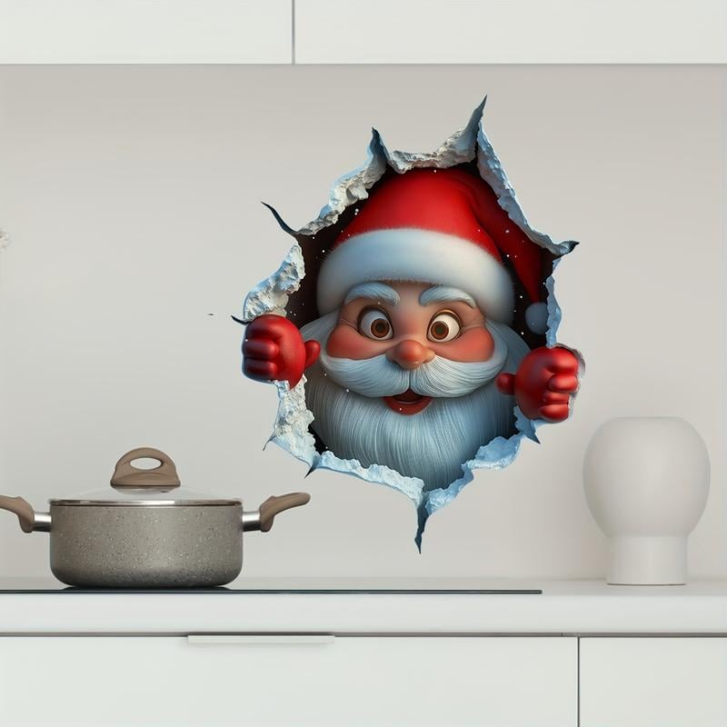 🎄❄️Early Christmas Sale 50% OFF!!🎅Christmas Creative Wall Sticker, Santa Claus Cartoon Design, Holiday Home Decor