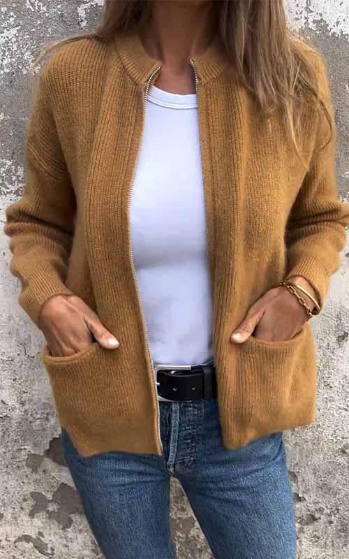🎁2026 New Arrivals 57% OFF💥Round Neck Zipper Knitted Jacket🧥