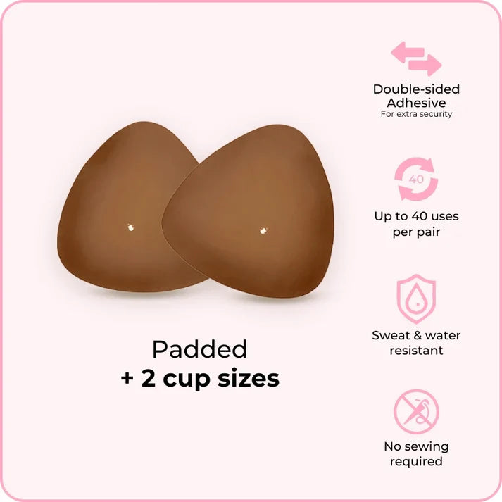 LAST DAY - BUY 1 GET 1 FREE💗 Double-Sided Invisible Push-Up Bra – No straps, no seams. Strong adhesive stays secure all day. Reusable &amp; washable. Perfect for backless &amp; strapless outfits. 👗🦋