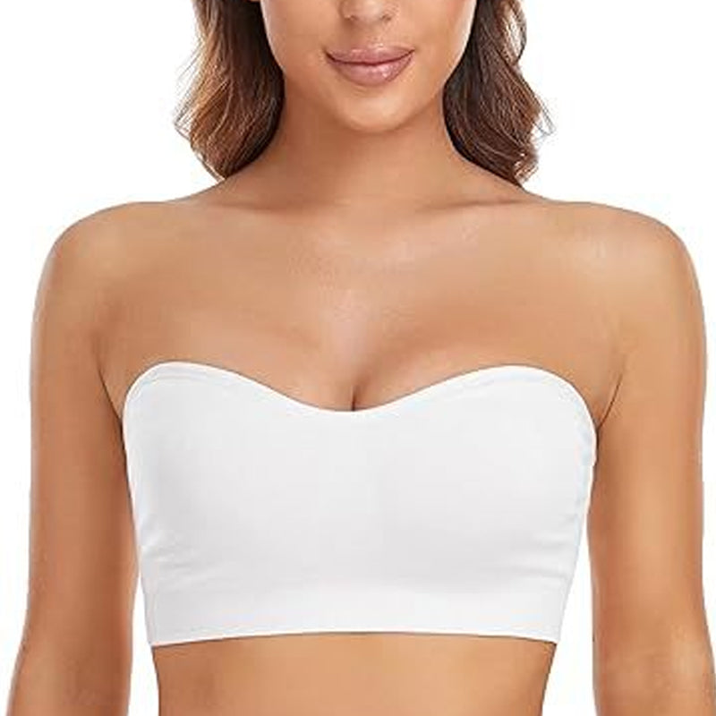 LAST DAY - BUY 1 GET 1 FREE💞Womens Strapless Bras Push Up Bandeau Bra Non Slip Wireless Supportive Padded Bras Seamless Comfortable Tube Jelly Bra