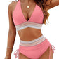 🎉Summer Fashion Essentials👙High Waisted Tummy Control Color Block Bikini Sets