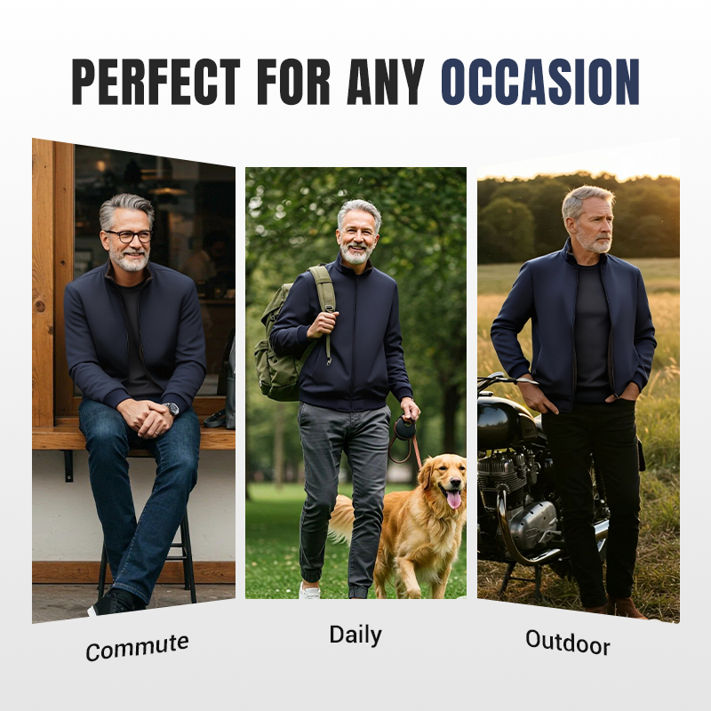 Men's Solid Color Zip Up Warm Jacket -💪Anti-wrinkle, windproof, rainproof and snowproof!