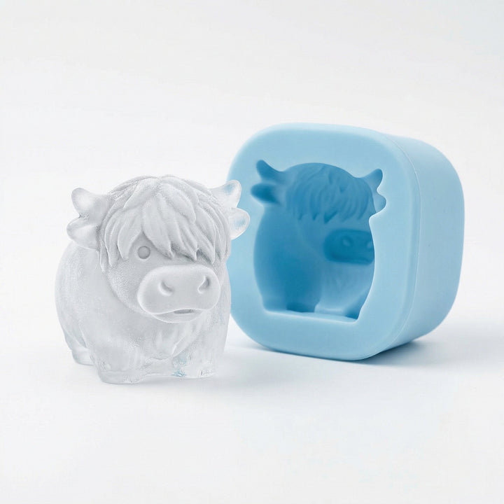 🐮 Mini Highland Cow isterningform – Sød 3D-is til drinks, fester &amp;  Gaver