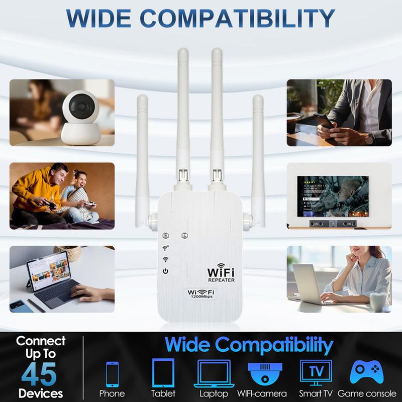 🎁Last Day Promotion 50% 🔥WiFi Extender 2025,1200Mbps Dual Band (5GHz/2.4GHz) Signal Booster, Covers 10,000 sq. ft & 50 Devices, Repeater with Ethernet Port