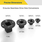 ✨Low Profile Impact Socket Adapter Set – Industrial Drive Ratchet & Wrench Adapter Set for Tight Spaces, 4PC Hardware Kit: 3/4" to 1", 1/2" to 3/4", 1/2" to 3/8", 1/4" to 3/8"
