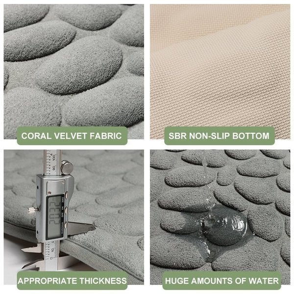 🎁Hot Sale 50% OFF⏳Cobblestone Embossed Bathroom Bath Mat