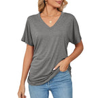 💕Hot Promotion- UP TO 50% OFF🌷V-Neck Solid Color Loose Ladies Tops