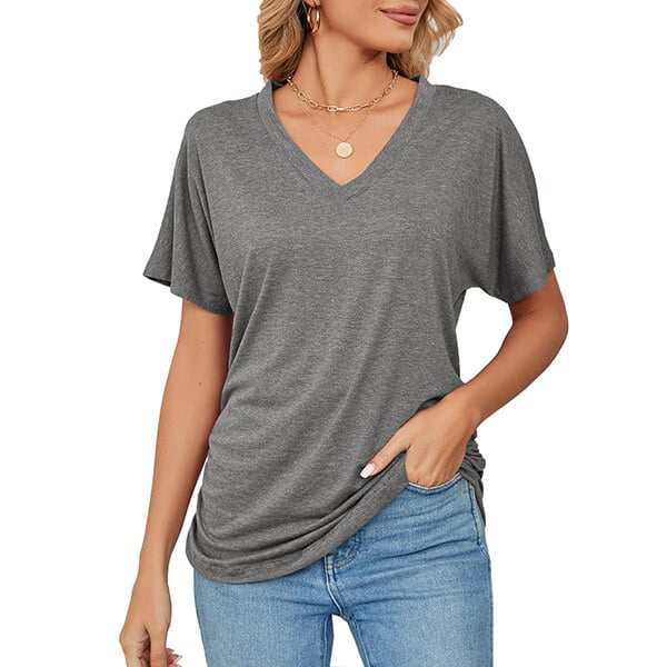 💕Hot Promotion- UP TO 50% OFF🌷V-Neck Solid Color Loose Ladies Tops