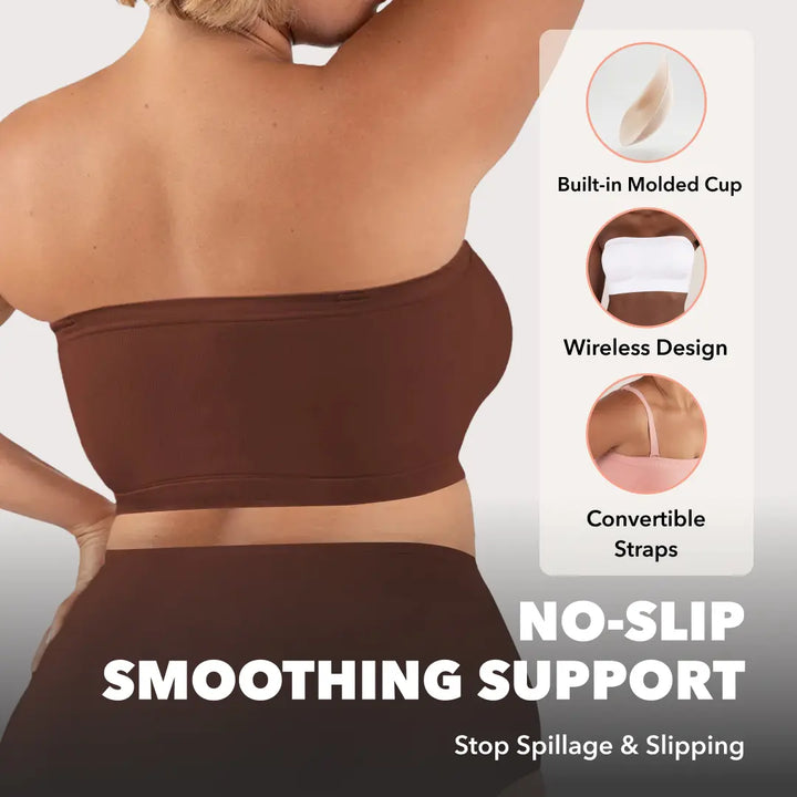 Shapermint Truekind Convertible Strapless Bandeau Bra with Wireless Comfort, Anti-Slip Grip &amp; Removable Straps