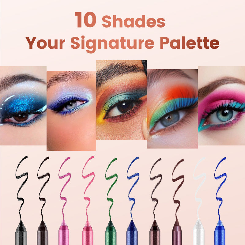 💧14-Pack Waterproof Colored Gel Eyeliner Pencil – Metallic &amp; Shimmer Finishes, Smudge-Proof（Pencil sharpener color is random）