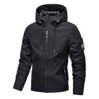 Men's Solid Color Waterproof Windproof Drawstring Zip-up Hoodie Jacket