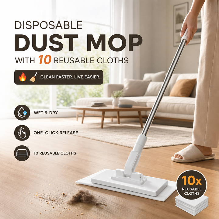 Disposable dust mop with 4 reusable covers 🧹✨