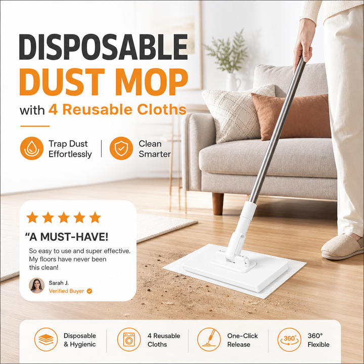 Disposable dust mop with 4 reusable covers 🧹✨