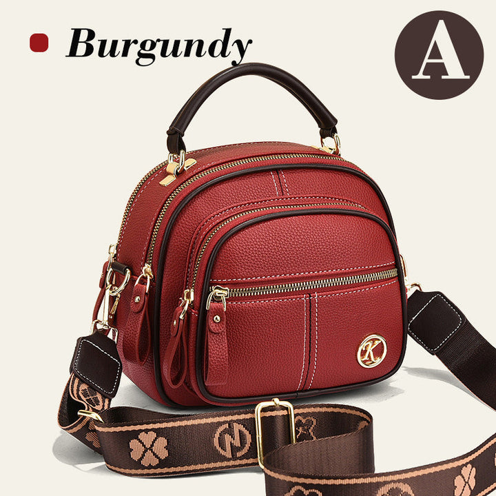 Klassiske multifunksjonelle rom Justerbar bred skulderstropp PU-skinn Crossbody-veske