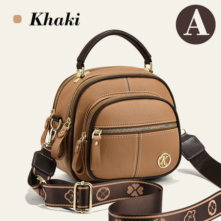 Klassiske multifunksjonelle rom Justerbar bred skulderstropp PU-skinn Crossbody-veske