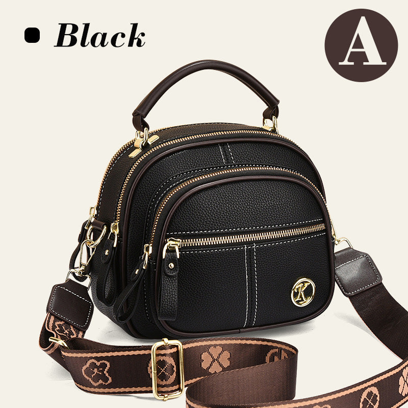 Klassiske multifunksjonelle rom Justerbar bred skulderstropp PU-skinn Crossbody-veske