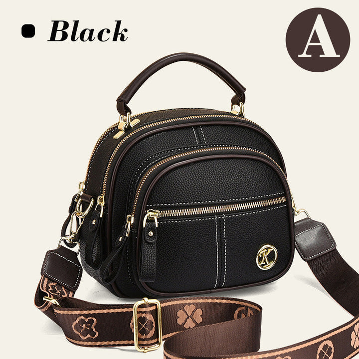 Klassiske multifunksjonelle rom Justerbar bred skulderstropp PU-skinn Crossbody-veske
