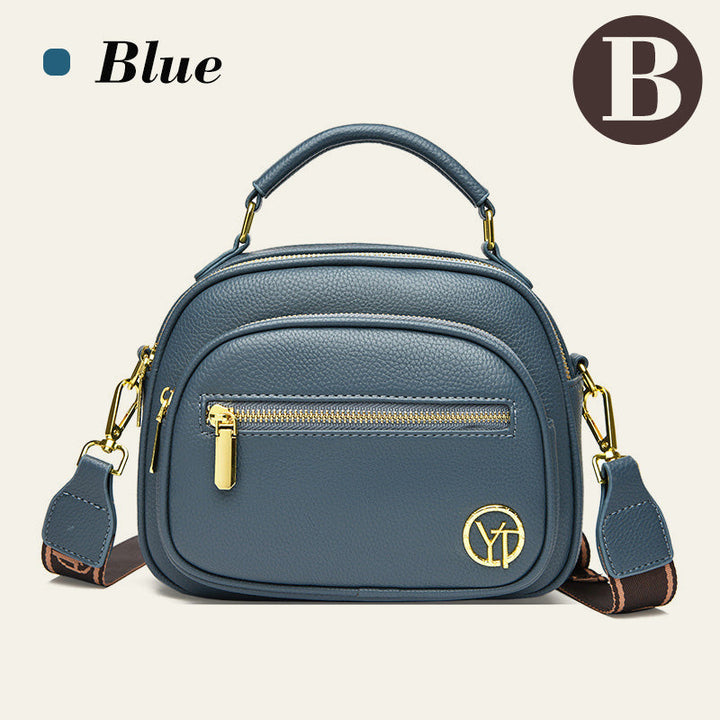Klassiske multifunksjonelle rom Justerbar bred skulderstropp PU-skinn Crossbody-veske