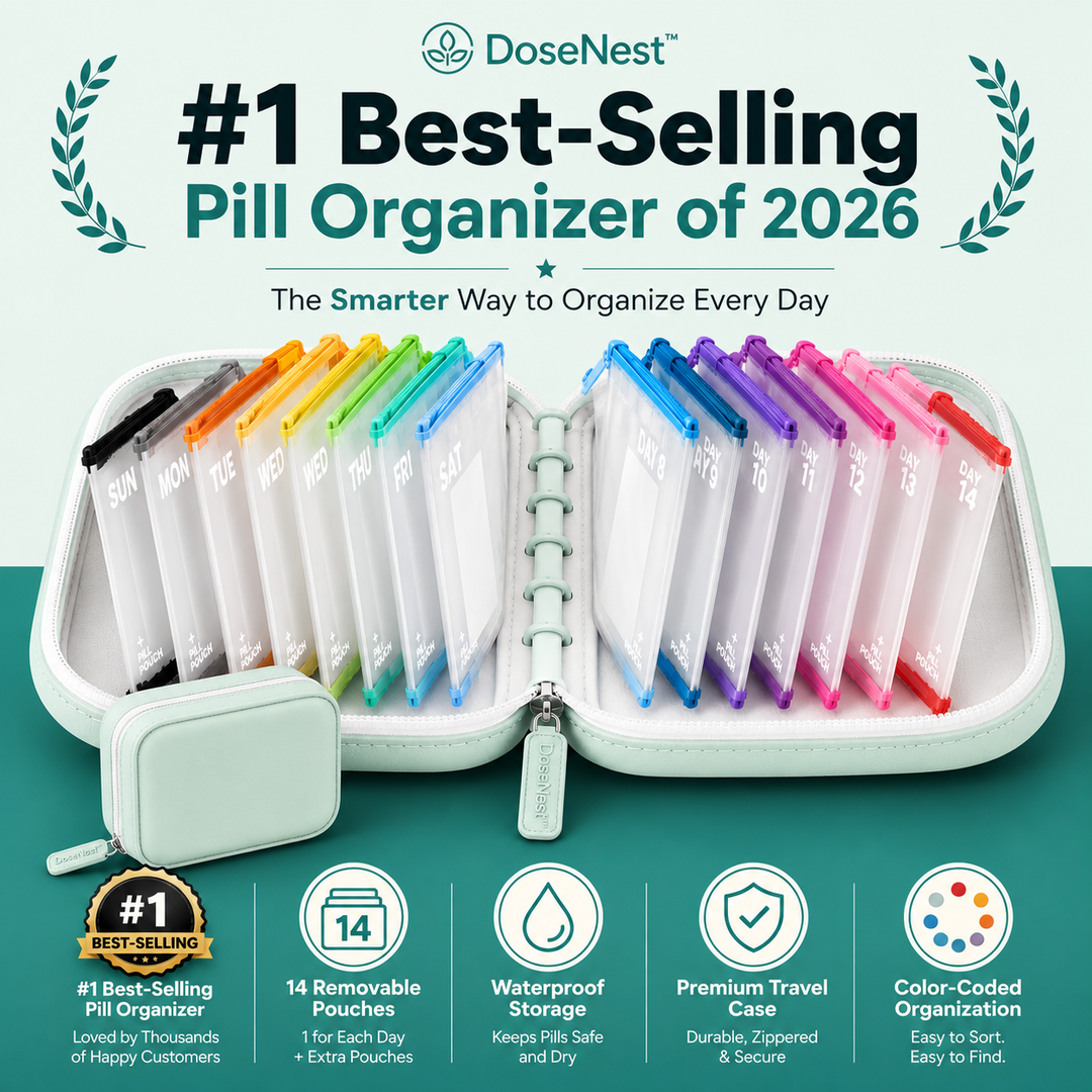 ❄️Summerfresh 50% OFF!💊14-Pouch Travel Medicine &amp; Supplement Organiser – Removable Colour-Coded Zip Pouches with Binder Case