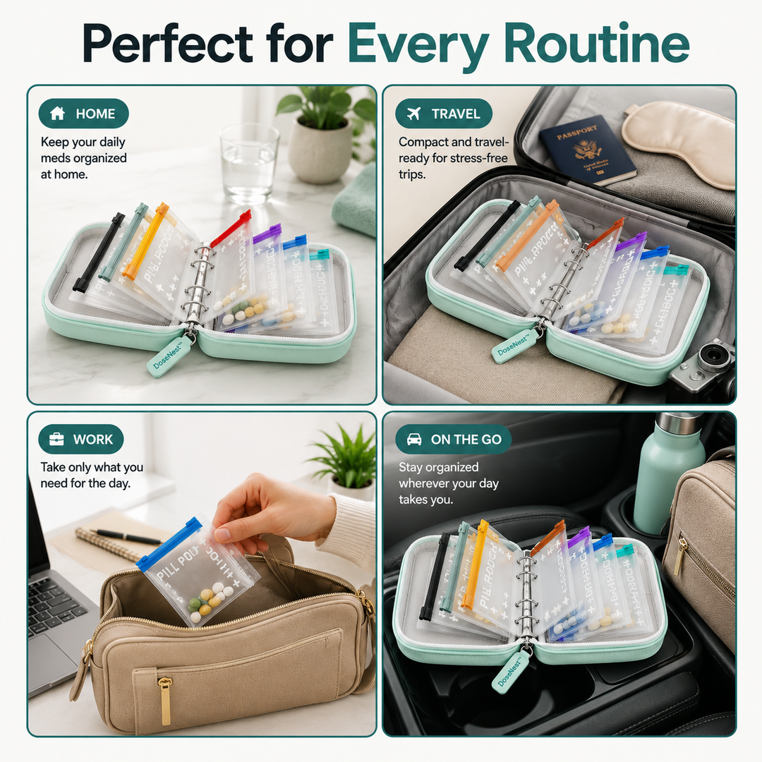 ❄️Summerfresh 50% OFF!💊14-Pouch Travel Medicine &amp; Supplement Organiser – Removable Colour-Coded Zip Pouches with Binder Case