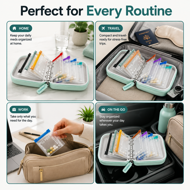 ❄️Summerfresh 50% OFF!💊14-Pouch Travel Medicine &amp; Supplement Organiser – Removable Colour-Coded Zip Pouches with Binder Case