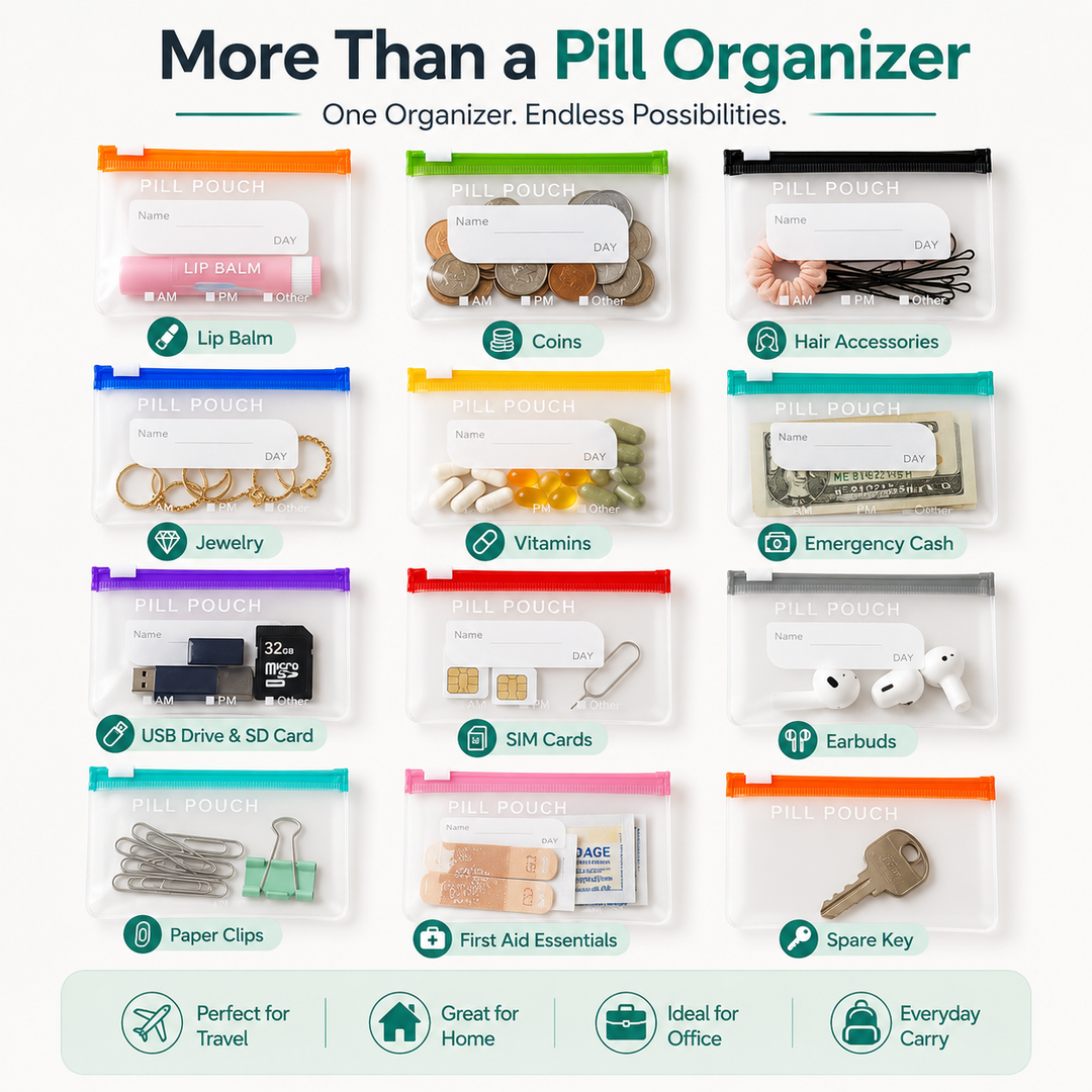 ❄️Summerfresh 50% OFF!💊14-Pouch Travel Medicine &amp; Supplement Organiser – Removable Colour-Coded Zip Pouches with Binder Case