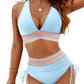 🎉Summer Fashion Essentials👙High Waisted Tummy Control Color Block Bikini Sets